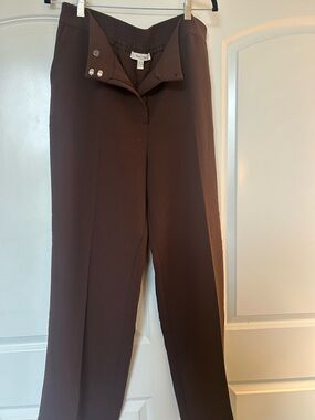 Stretch-Waist Straight Leg Pants - Brown
